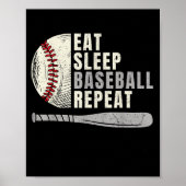 Poster Mangez Sleep Baseball Répéter Funny Baseball Playe (Devant)
