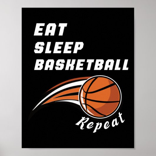 Poster Mangez Sleep Basketball Répéter Funny (Devant)