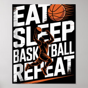Poster Mangez Sleep Basketball Répéter, Joueur, Garçons,