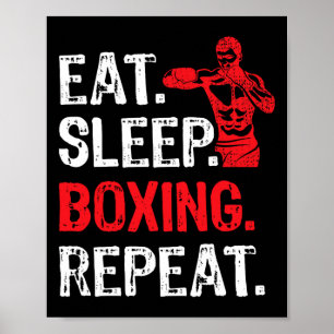 Poster Mangez Sleep Boxing Répétez Boxer Joueur Drôle