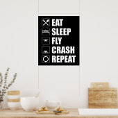 Poster Mangez Sleep Fly Crash Répéter Funny Drone Pilote (Cuisine)