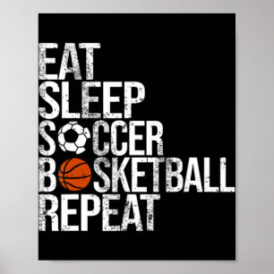 Poster Mangez Sleep Football Basket Répéter Fun Ball