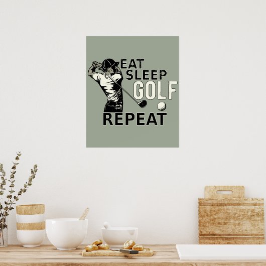 Poster Mangez Sleep Golf Repeat Funny Don pour golfeurs (Cuisine)