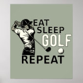 Poster Mangez Sleep Golf Repeat Funny Don pour golfeurs (Devant)