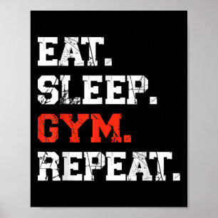 Poster Mangez Sleep Gym Répéter Funny Fitness Training Wo