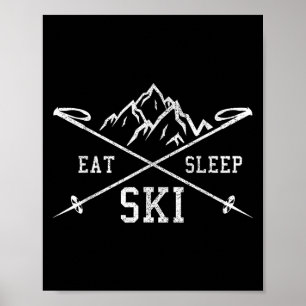 Poster Mangez Sleep Ski Repeat - Ski Mountains Winter Spo