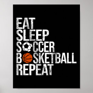 Poster Mangez Sleep Soccer Sketll Répéter Funny Sport Pla