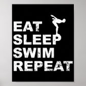 Poster Mangez Sleep Swim Repeat - Citation drôle pour Swi (Devant)
