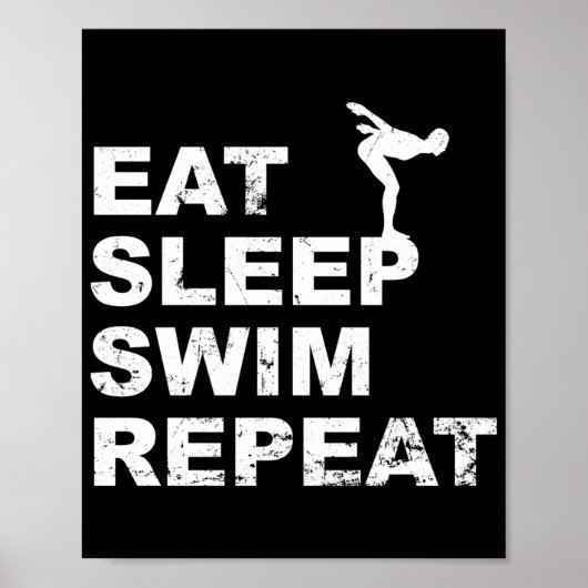 Poster Mangez Sleep Swim Repeat - Citation drôle pour Swi (Devant)