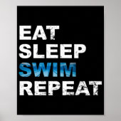 Poster Mangez Sleep Swim Repeat - Drôle cadeau pour nageu (Devant)