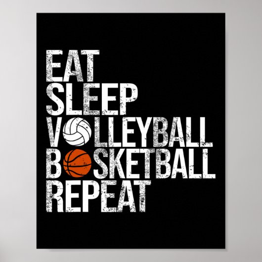 Poster Mangez Sleep Volleyll Sketll Répéter Funny Ll (Devant)