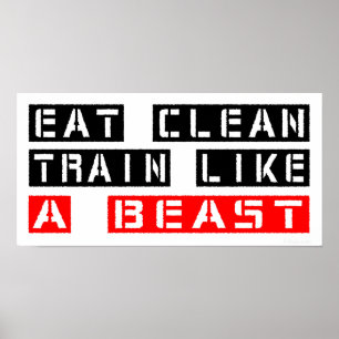 Poster Mangez un train propre comme une bête en rouge