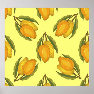 Poster Mango vintage : Motif Tropical Dessiné À La Main.