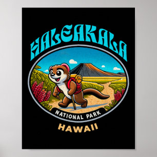 Poster Mangouste en randonnée au parc national de Haleaka