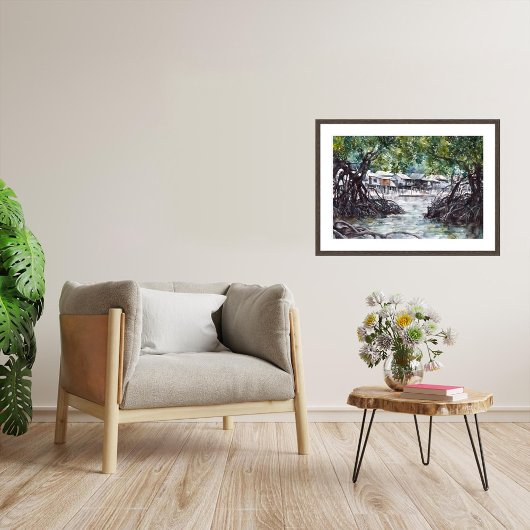 Poster Mangroves de Singapour - Aquarelle