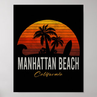 Poster Manhattan Beach California Retro Surfer Vintage Be