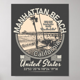 POSTER MANHATTAN BEACH CITY - LOS ANGELES CALIFORNIA