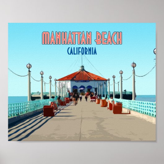 Poster Manhattan Beach Pier Los Angeles Californie (Devant)