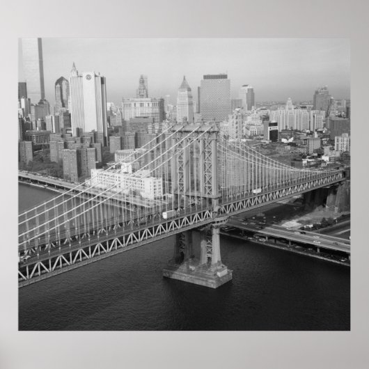 Poster Manhattan Bridge Photographie noir et blanc (Devant)