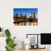Poster Manhattan et Brooklyn Bridge à Dusk (Bureau à domicile)