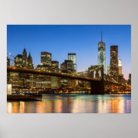 Manhattan et Brooklyn Bridge à Dusk