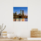 Poster Manhattan et Brooklyn Bridge à Dusk (Cuisine)
