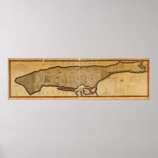 Poster Manhattan Island New York City Map de 1807 (Devant)
