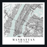 Poster Manhattan New York Blue Water Street Carte<br><div class="desc">Manhattan New York Blue Water Street Carte</div>