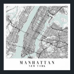Poster Manhattan New York Blue Water Street Carte<br><div class="desc">Manhattan New York Blue Water Street Carte</div>