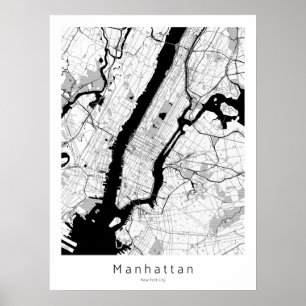 Poster Manhattan New York City Modern Monochrome Carte