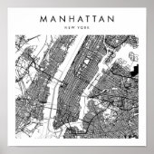 Poster Manhattan New York Minimal Modern Street Map (Devant)