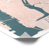 Poster Manhattan New York rose et bleu mignon Script Stre (Coin)