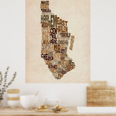 Poster Manhattan New York Typographie Carte texte (Cuisine)