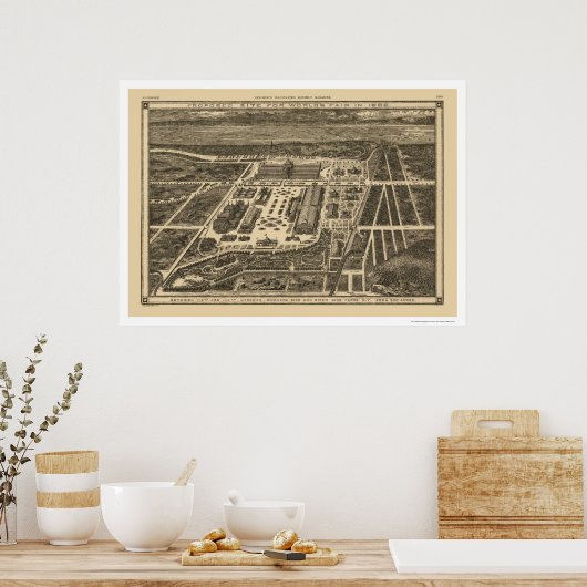 Poster Manhattan New York Worlds Fair Map 1883 (Cuisine)