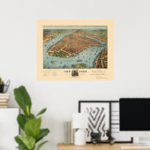 Poster Manhattan, NY Carte panoramique - 1879 (Bureau à domicile)