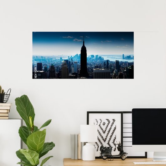 Poster Manhattan Panorama Avec Empire State Building (Bureau à domicile)