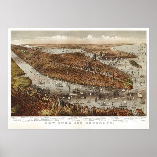 Poster Manhattan (Parsons & Atwater) 1875, BigMapBlog.com (Devant)