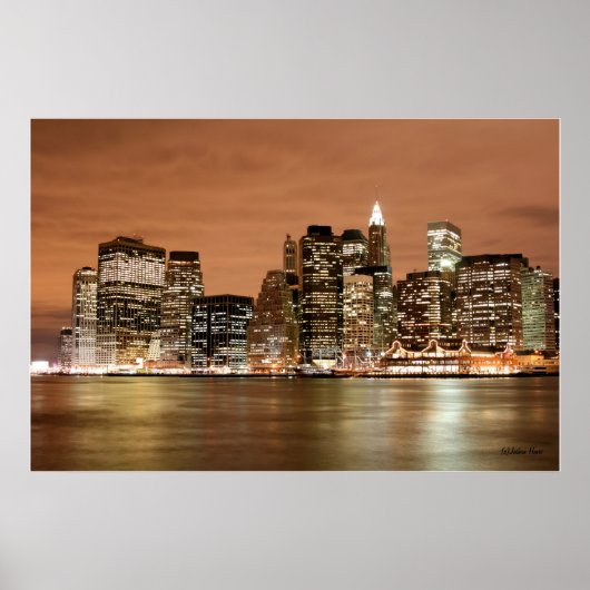 Poster Manhattan skyline à Night Lights, New York (Devant)