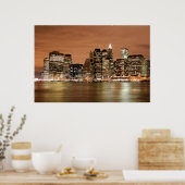Poster Manhattan skyline à Night Lights, New York (Cuisine)