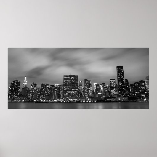 Poster Manhattan Skyline la nuit (Devant)