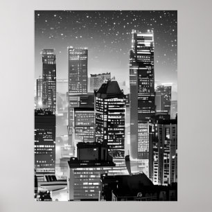 Poster Manhattan Under the Stars en noir et blanc