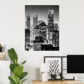 Poster Manhattan Under the Stars en noir et blanc (Bureau à domicile)
