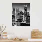 Poster Manhattan Under the Stars en noir et blanc (Cuisine)
