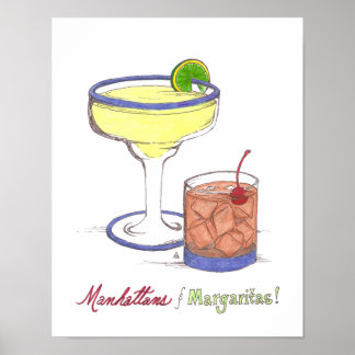 Poster Manhattans & Margaritas | Personnalisable