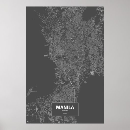 Poster Manille, Philippines (blanc sur noir) (Devant)