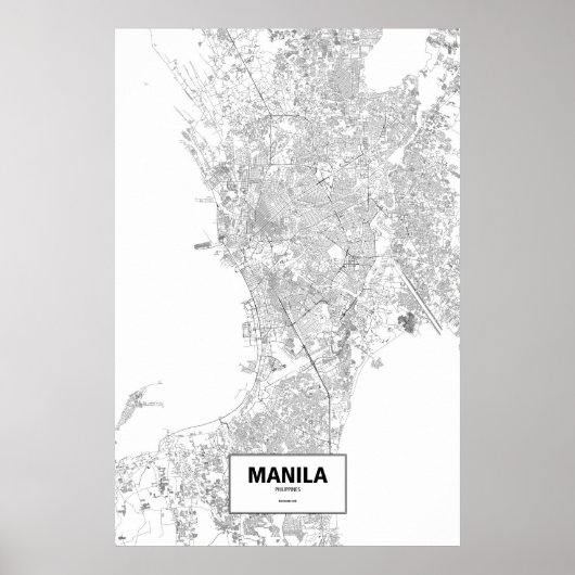 Poster Manille, Philippines (noir sur blanc) (Devant)
