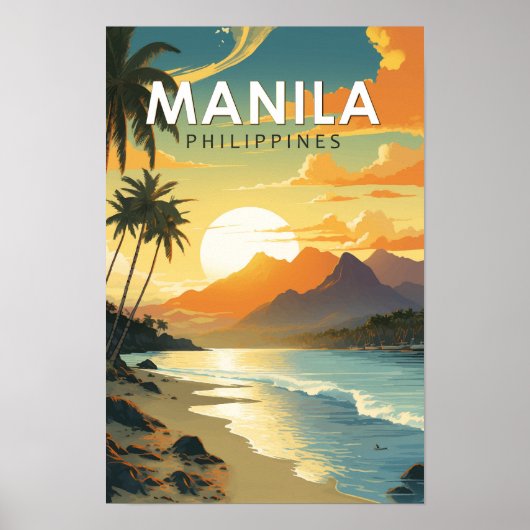Poster Manille Philippines Voyage Art Rétro (Devant)