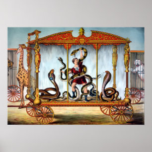 Poster Manipulateur vintage de serpent de cirque et