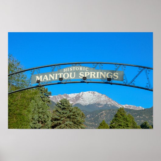 Poster Manitou Springs Panneau Cadre Pikes Peak, Colorado (Devant)