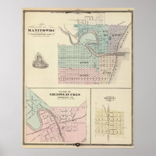 Poster Manitowoc, Sheboygan et Hilbert, Wis (Devant)